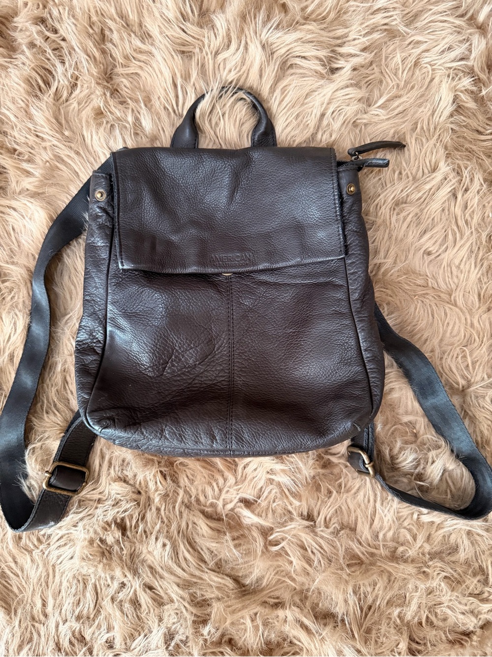 American Leather Co Black minimalist Leather Women's Backpack